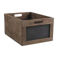 Rustic Wooden Storage Crate with Chalkboard Label**