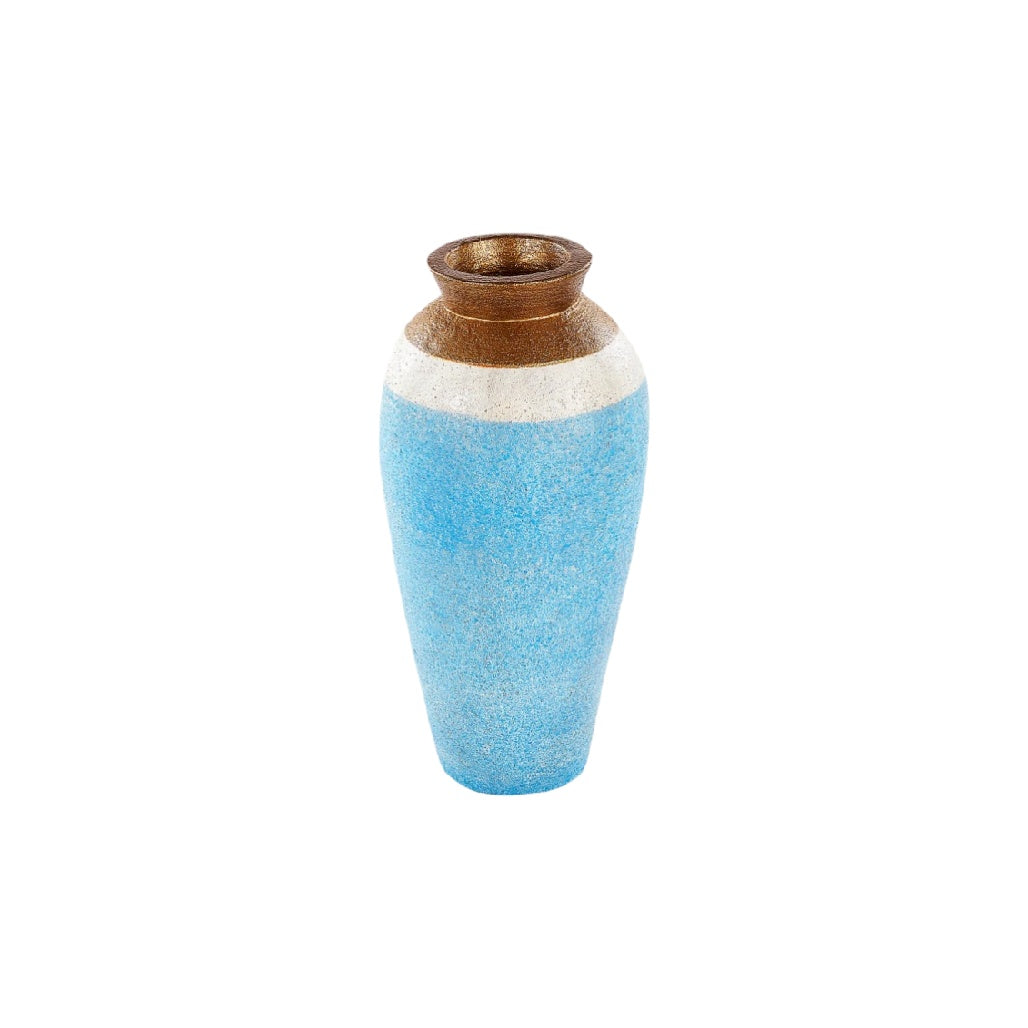 Handcrafted Blue and Brown Ceramic Vase - Decorative Home Accent**