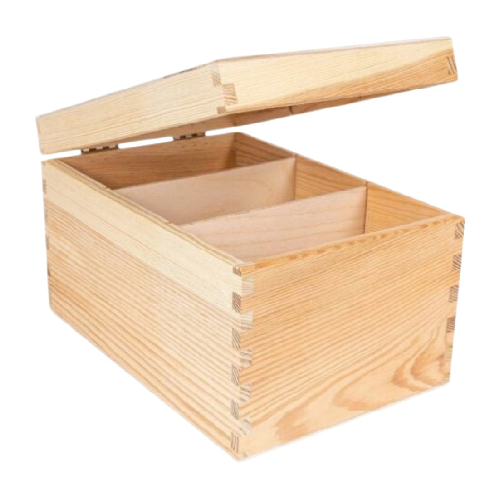 Wooden Storage Box with Lid - Rustic Handmade Pine Box for Organizing and Decoration