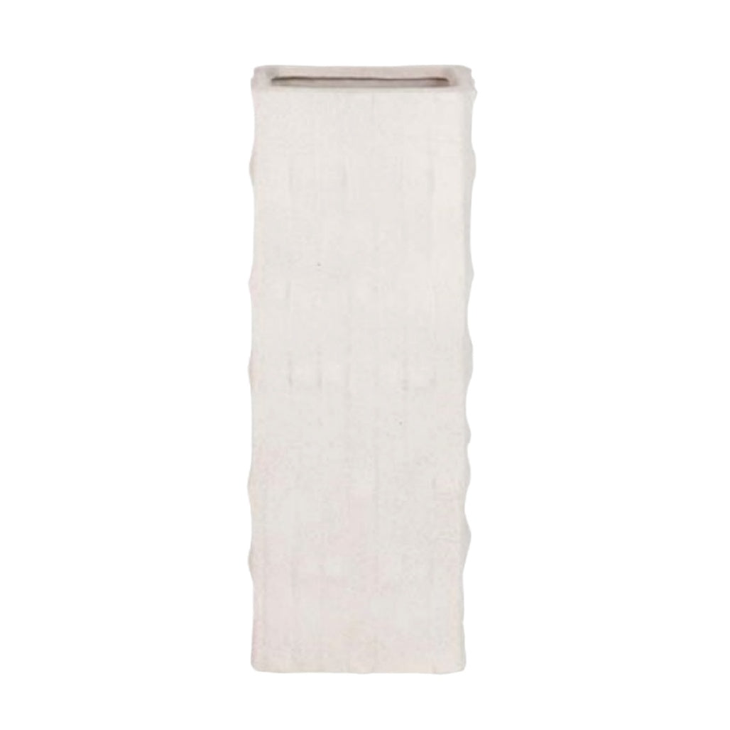 Minimalist White Ceramic Vase - Tall Textured Design