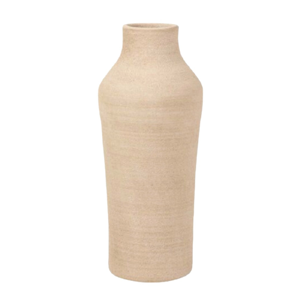 Elegant Beige Ceramic Vase - Tall and Slim Decorative Planter**