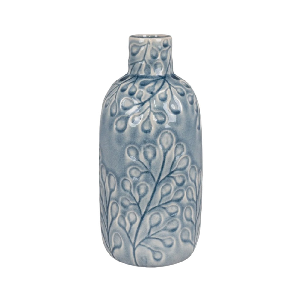 Elegant Blue Floral Pattern Ceramic Vase