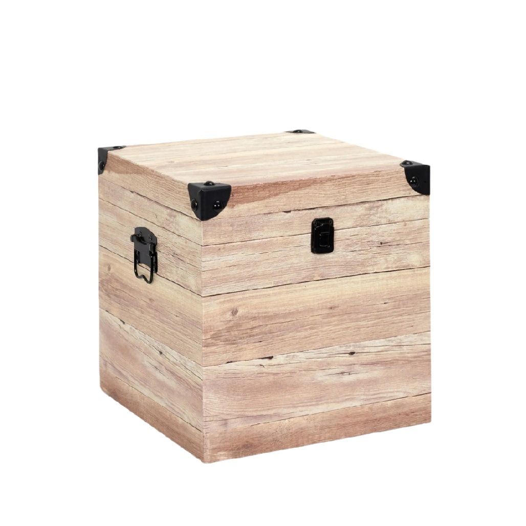 Rustic Wooden Storage Box with Metal Corners – Versatile Decorative Organizer
