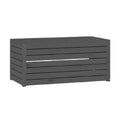 Modern Outdoor Wooden Storage Bench - Gray Slatted Design