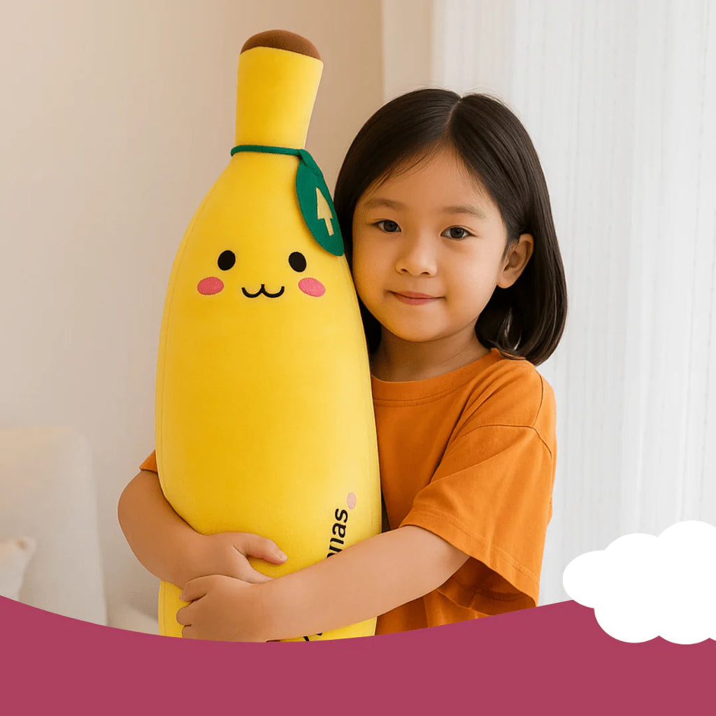 Happy Banana Plush Pillow – 4 Sizes (13.8, 19.7, 27.6, 31.5 inches)